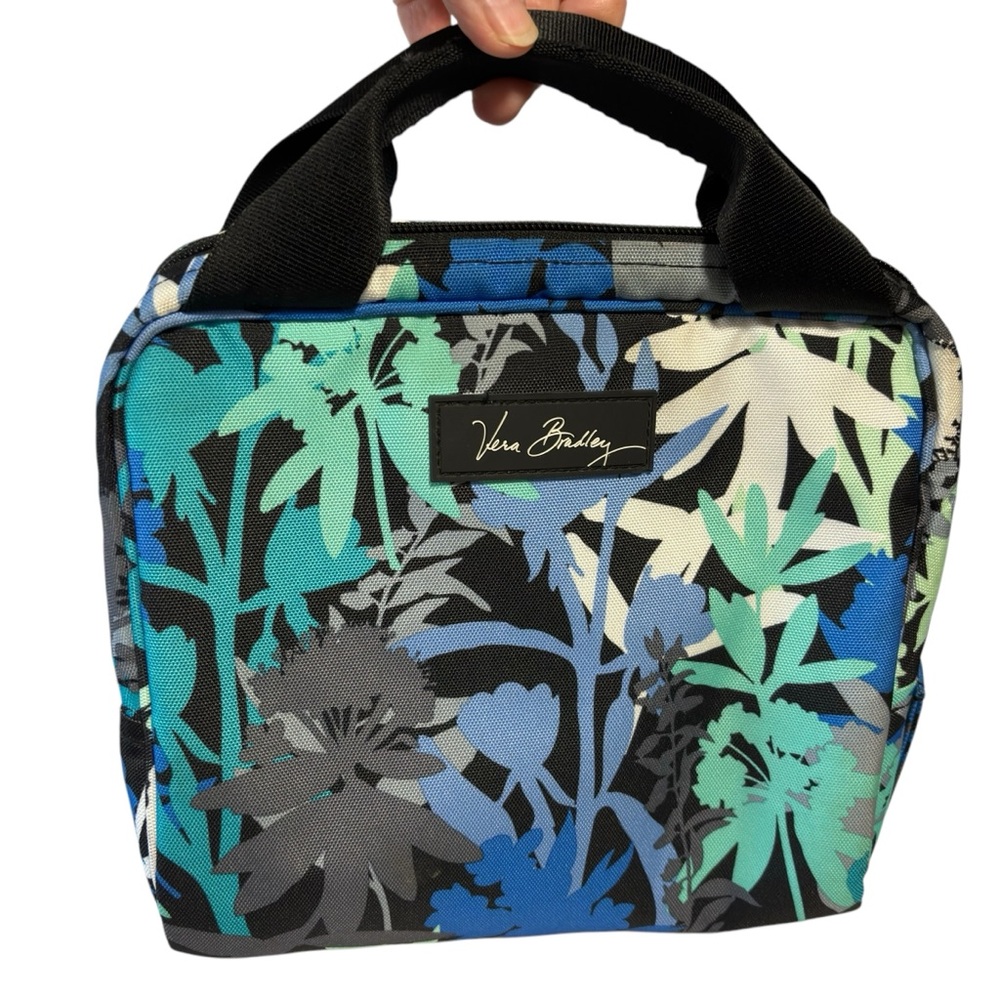Vera Bradley Camofloral Retired Blue Zip Lunch Bag Cooler w/ Outer ID Holder